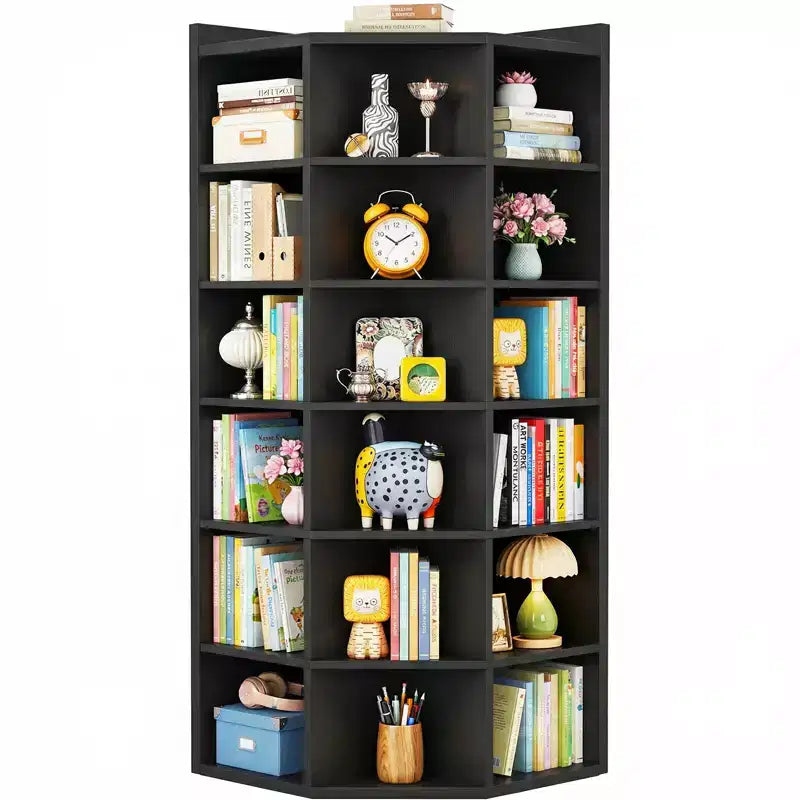 Besiost 6-Tier Corner Bookcase Cabinet with 18 Cubbies