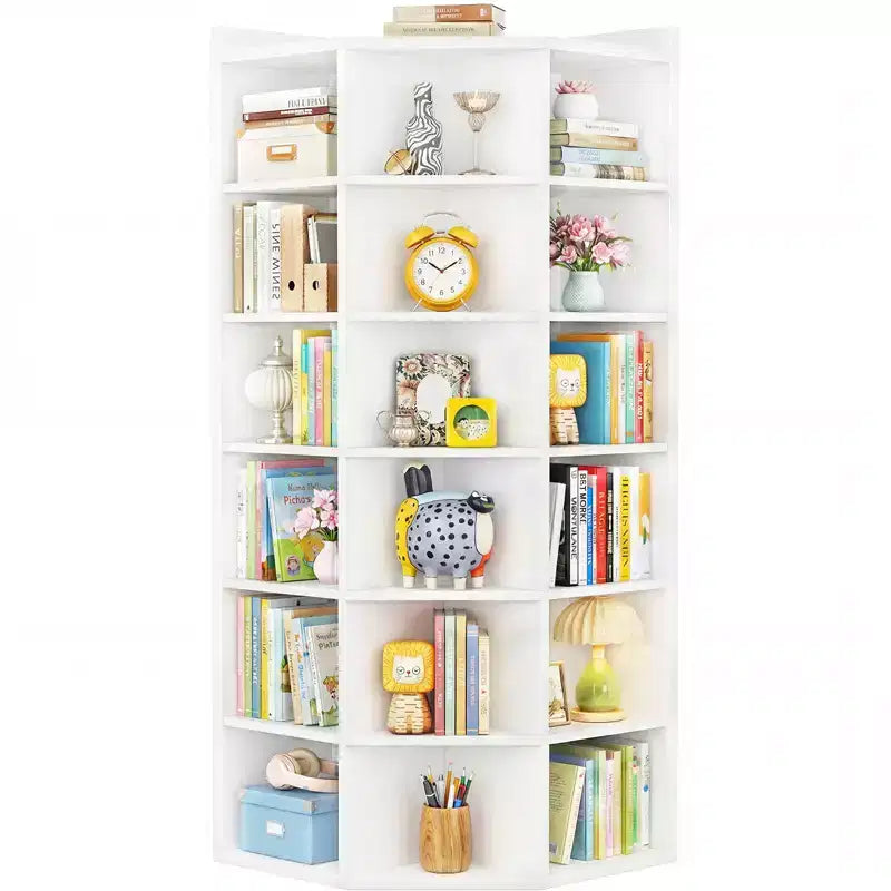 Besiost 6-Tier Corner Bookcase Cabinet with 18 Cubbies