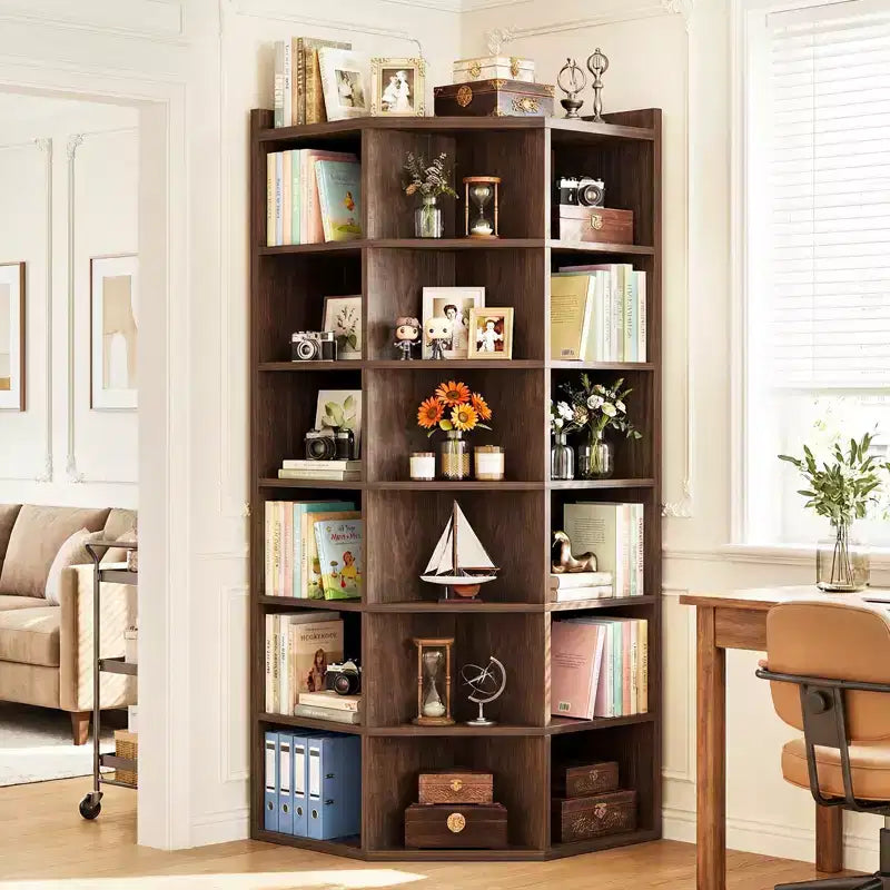 Besiost 6-Tier Corner Bookcase Cabinet with 18 Cubbies