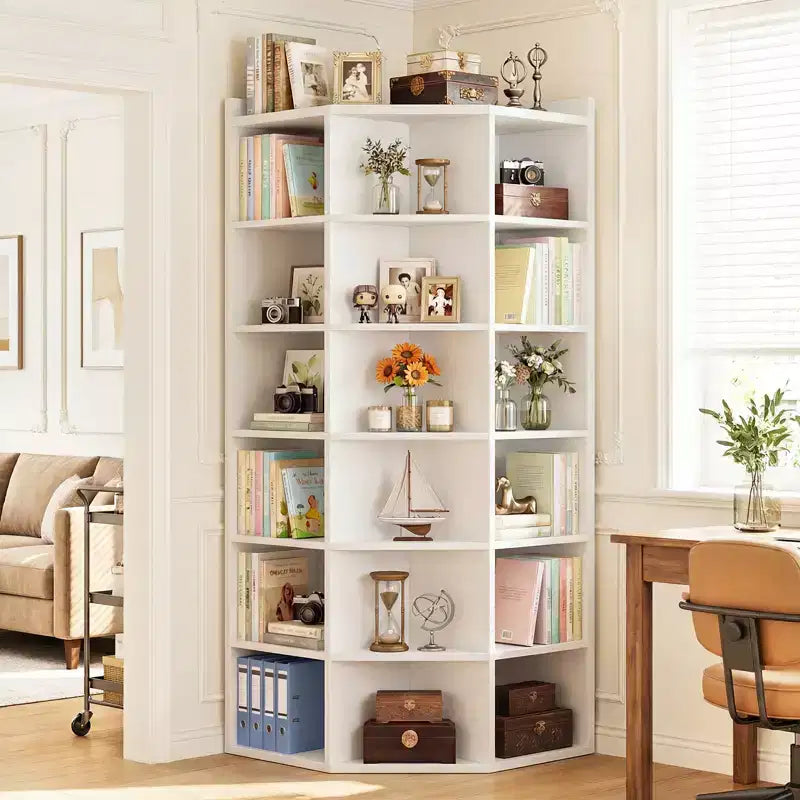 Besiost 6-Tier Corner Bookcase Cabinet with 18 Cubbies