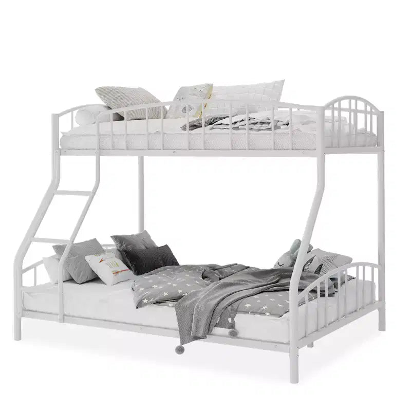 Space-Saving Twin Over Full Bunk Bed Heavy Duty Steel Frame, Arched Guardrail, Ladder, Sturdy Slats Support No Box Spring Needed