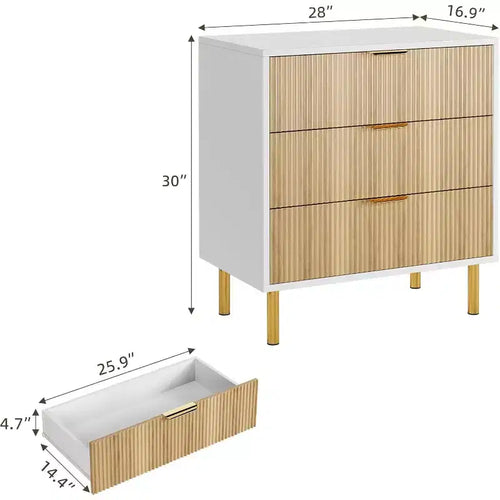 3 Drawer Dresser, Wood Chest Organizer Storage, Modern Design, for Living Room, Hallway, Entryway